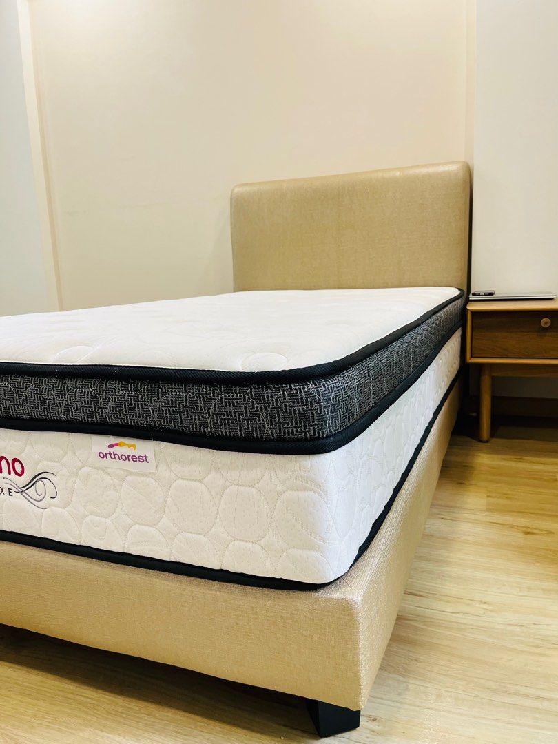 Dunlopillo mattress One Orthorest Super Single bed frame, Furniture