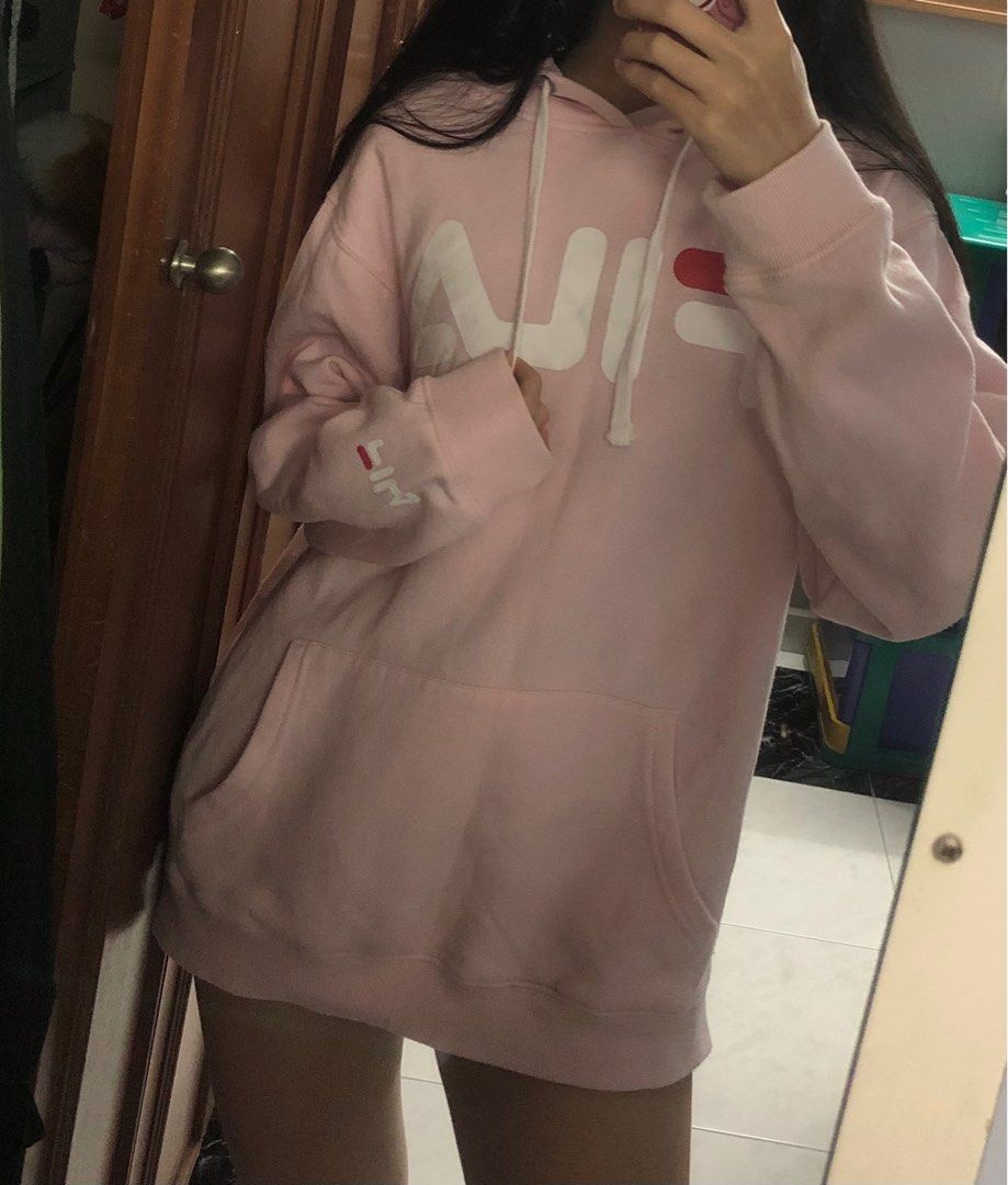 FILA logo pink hoodie sweater pullover