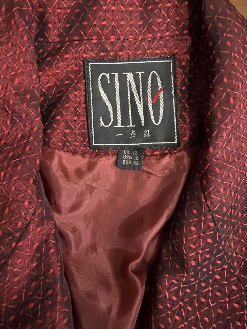 Fully lined Thai silk red jacket with diamond shaped texture on fabric