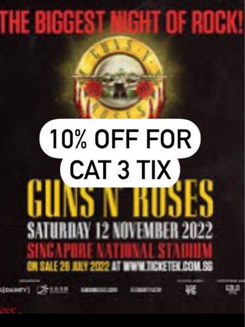 Guns N Roses tickets, Tickets & Vouchers, Event Tickets on Carousell