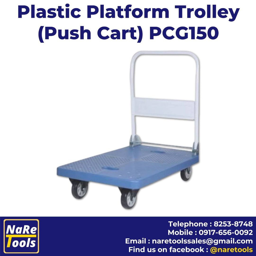 Hard Plastic Platform Trolley Cart / Push Cart PCG150, Furniture & Home