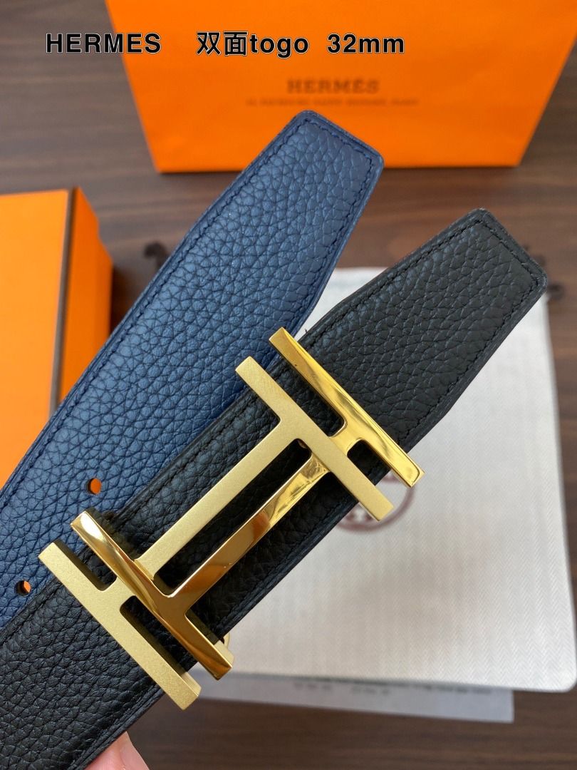Hermes 32 mm men's leather strap in dark grey smooth Porosus crocodile  leather (strap width: 1.25) & 5382 buckle, si…