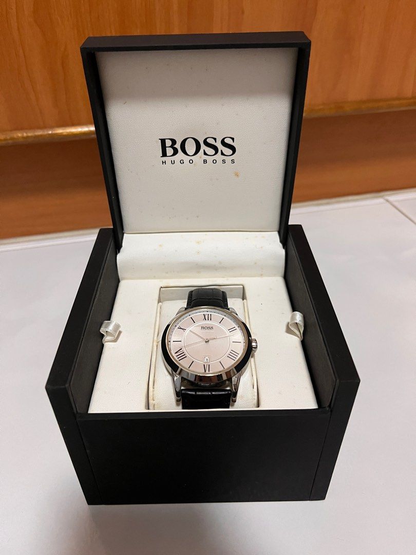 Hugo Boss Leather Date Watch (1512439 model no.), Men's Fashion ...