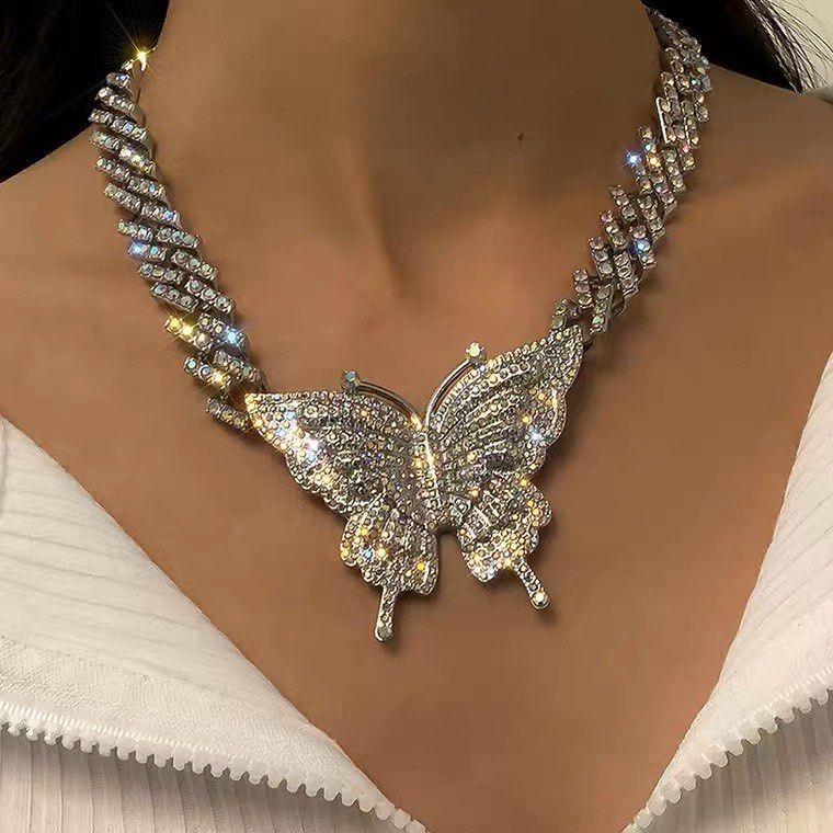 Iced out discount butterfly pendant