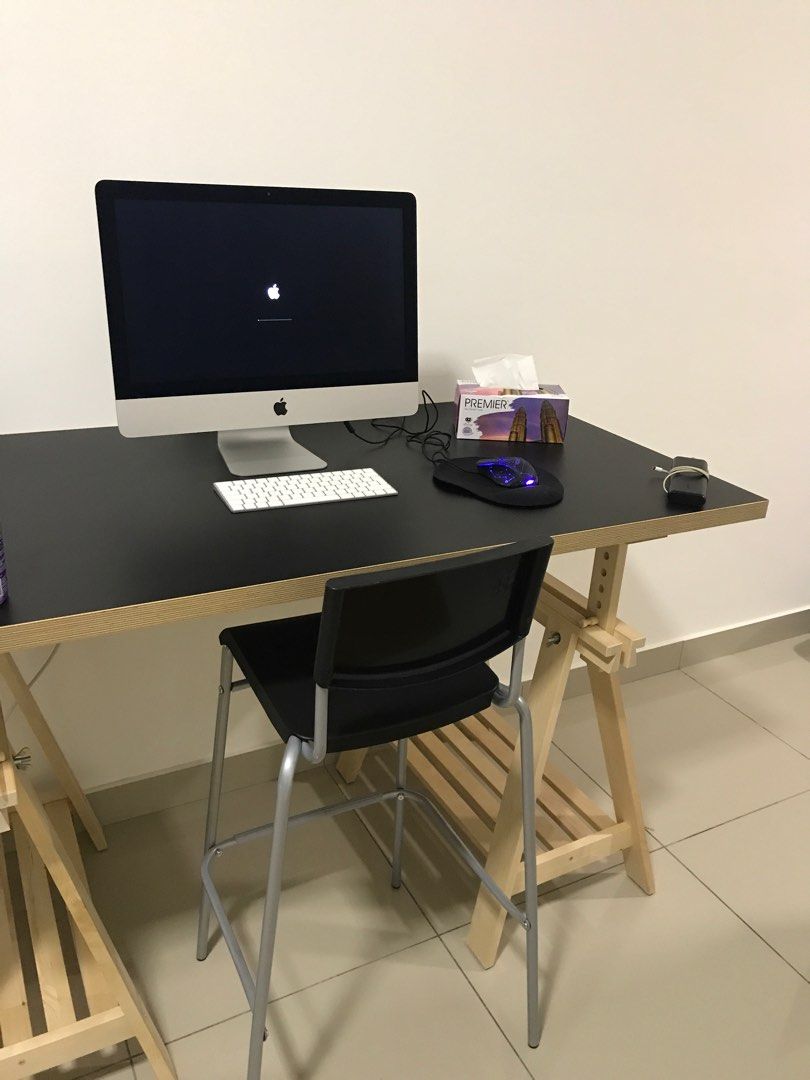 IKEA Desk, Mittback Trestle + Linnmon (discontinued size) Table Top