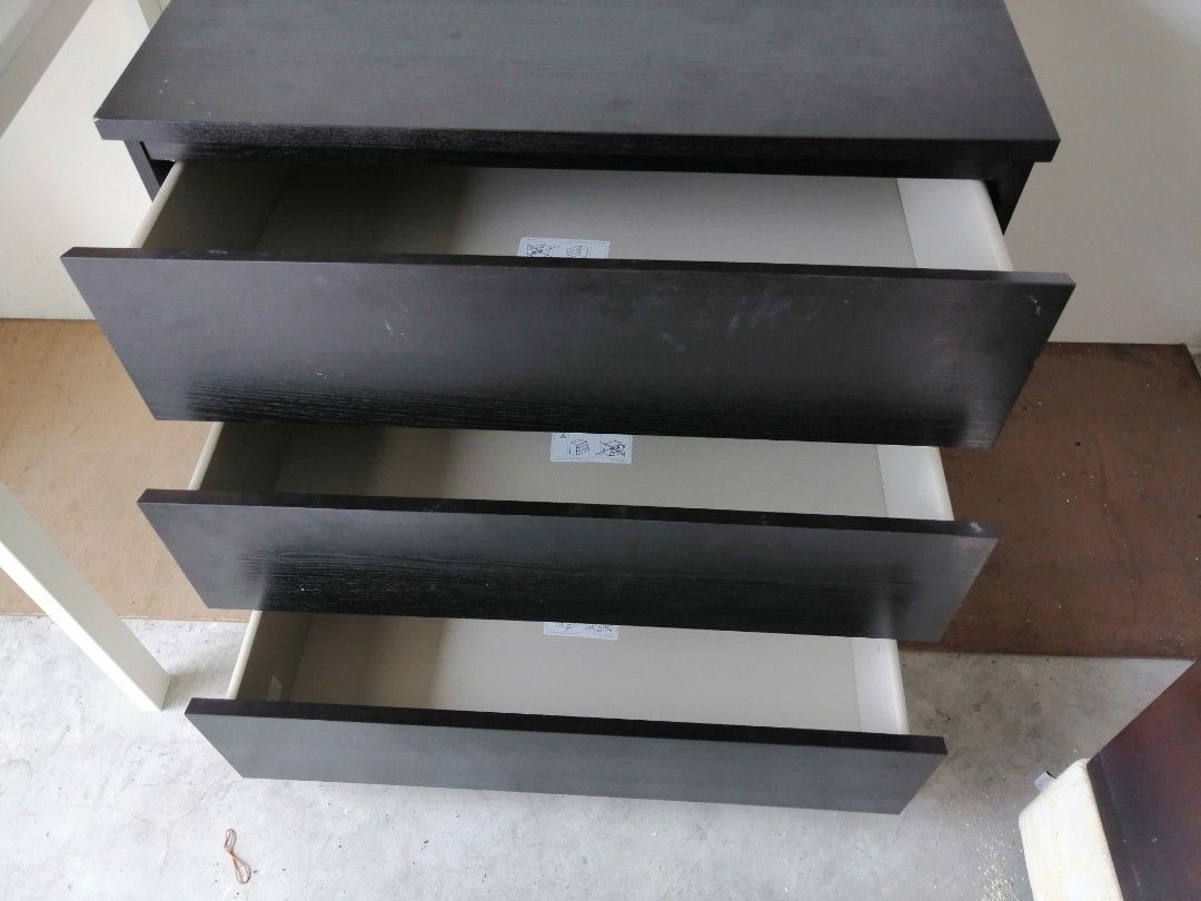 Ikea Malm 3 Drawers, Furniture & Home Living, Furniture, Shelves