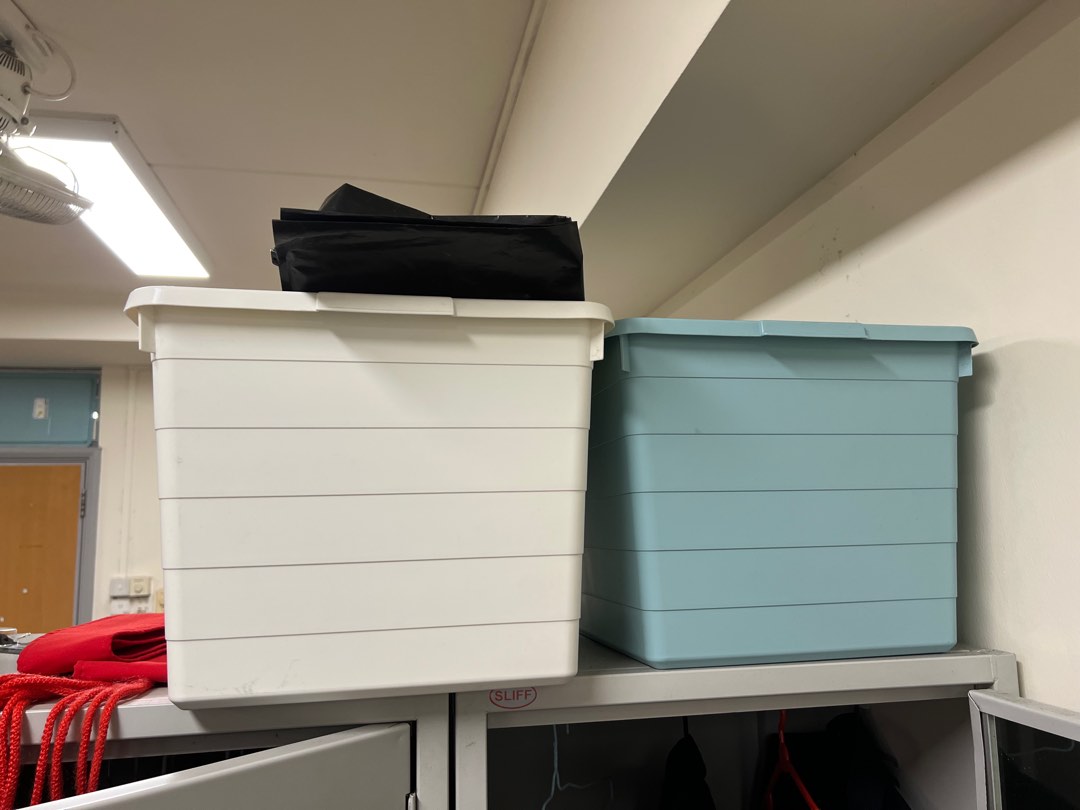 Ikea storage boxes with cover ., Furniture & Home Living, Home Improvement & Organisation