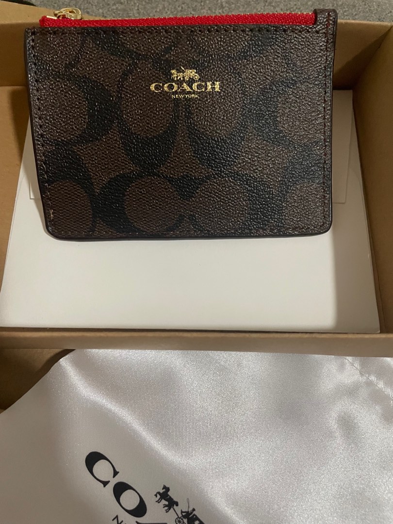 Instock Coach Signature Cardholder Red, Women's Fashion, Bags & Wallets