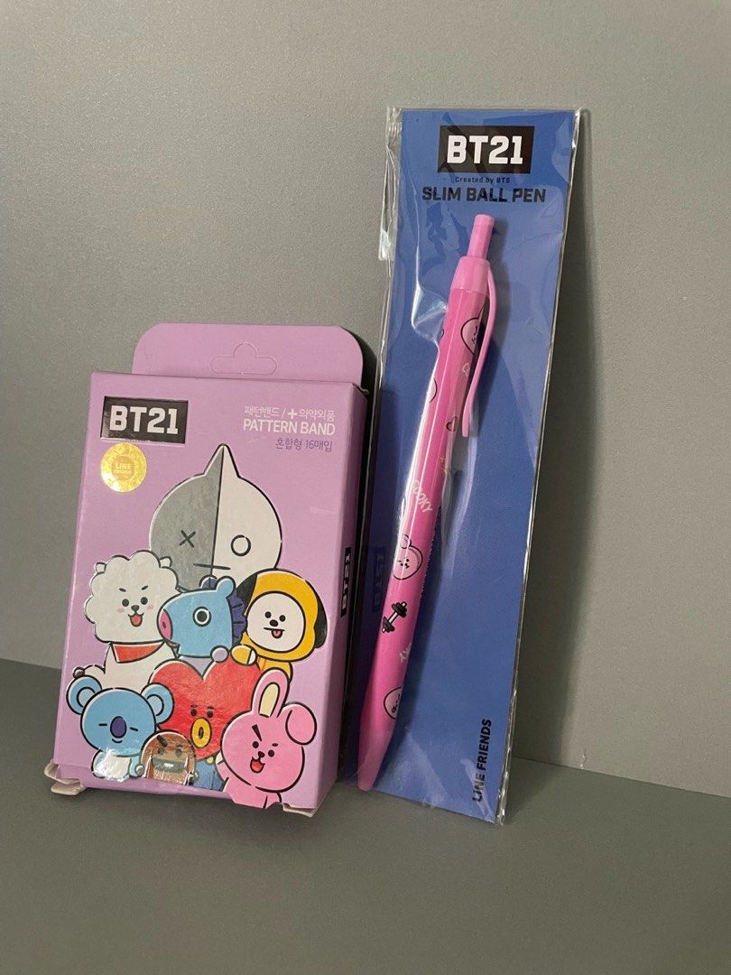 Jungkook Bundle- BT21 Cooky Slim Ball Pen + Universtar Pattern Band ...