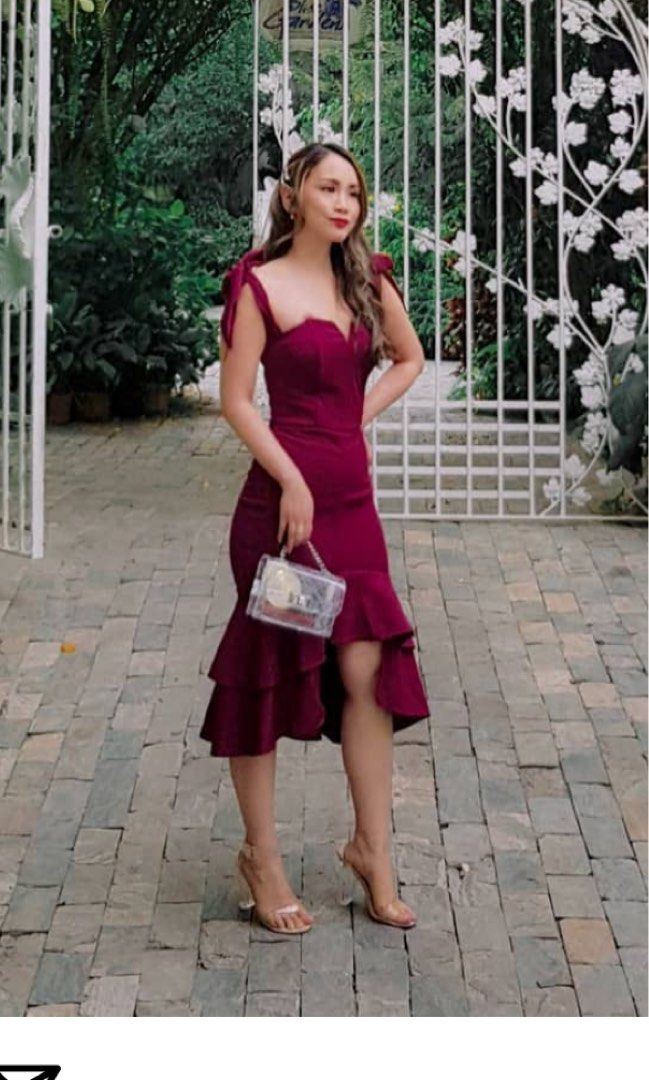 Maroon cocktail dress discount