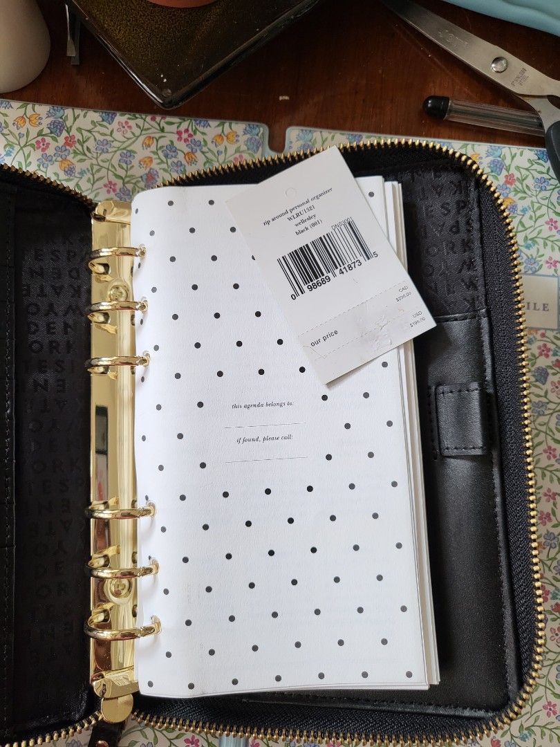 KATE SPADE LEATHER ZIPPED PLANNER BINDER JOURNAL AGENDA ORGANISER PERSONAL  SIZE, Hobbies & Toys, Stationary & Craft, Other Stationery & Craft on  Carousell
