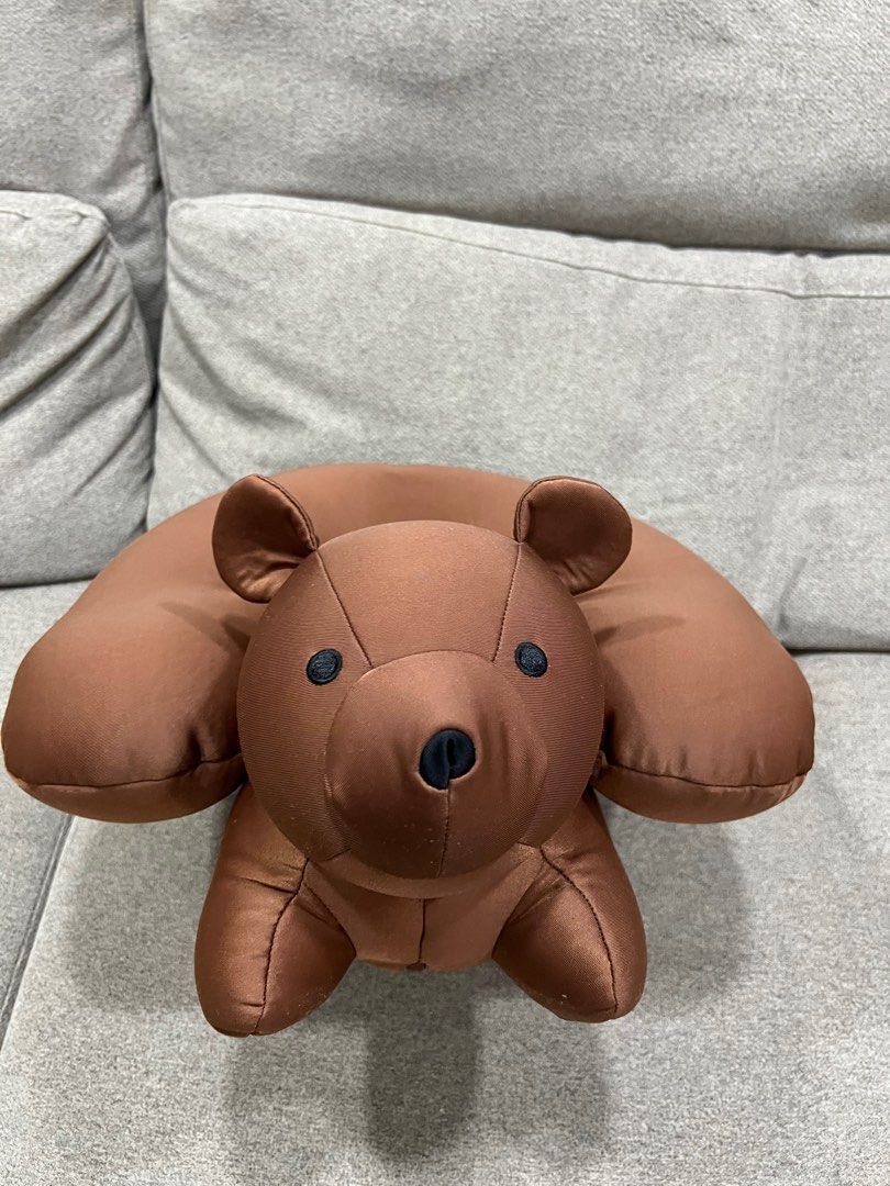 Kikkerland Neck Pillow Brown Bear Hobbies Toys Travel Travel Essentials Accessories on Carousell