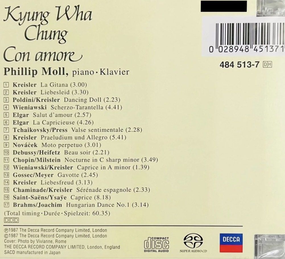 Kyung Wha Chung Con amore レコード con-amore-chungkyung-wha-
