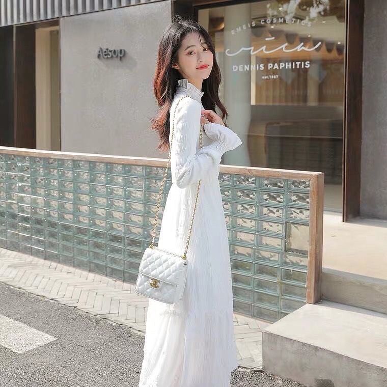 Korean style long sleeve dress outlet