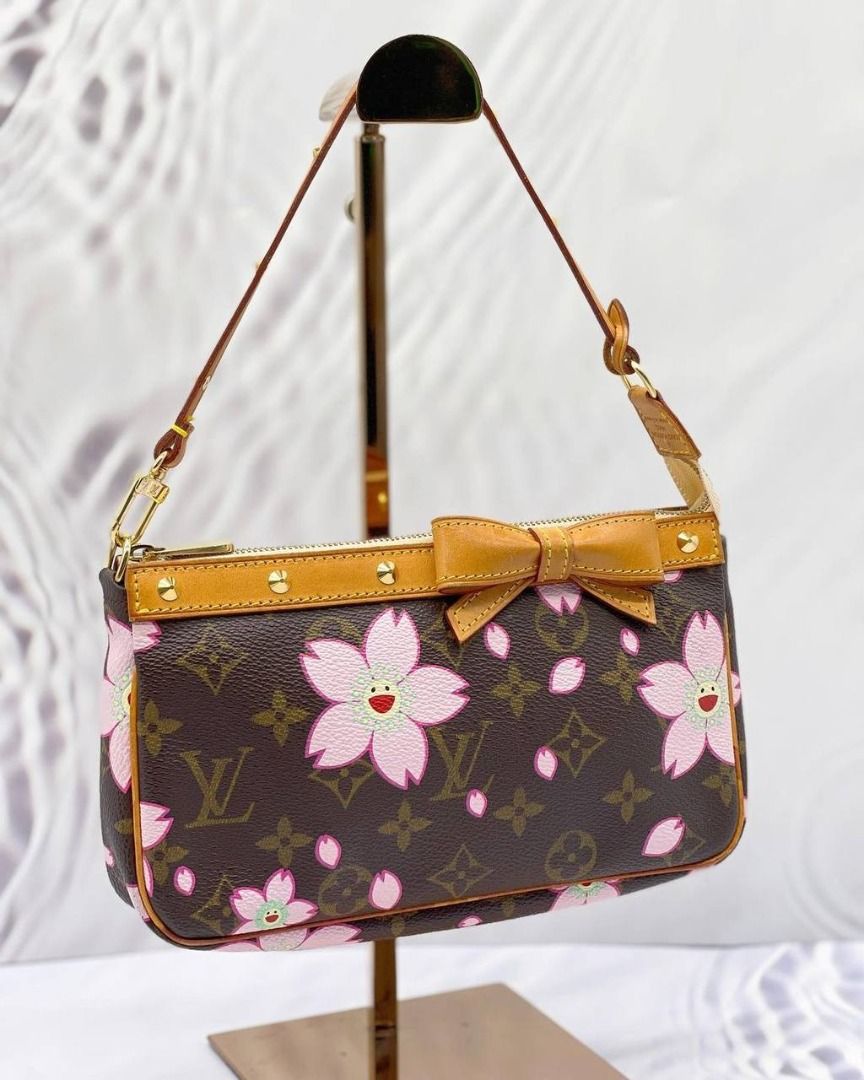 Louis Vuitton X Takashi Murakami Cherry Blossom Monogram Canvas Pochette  Mini Shoulder Bag