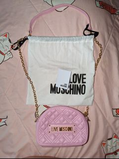 Love Moschino round diamond quilted bag in pink