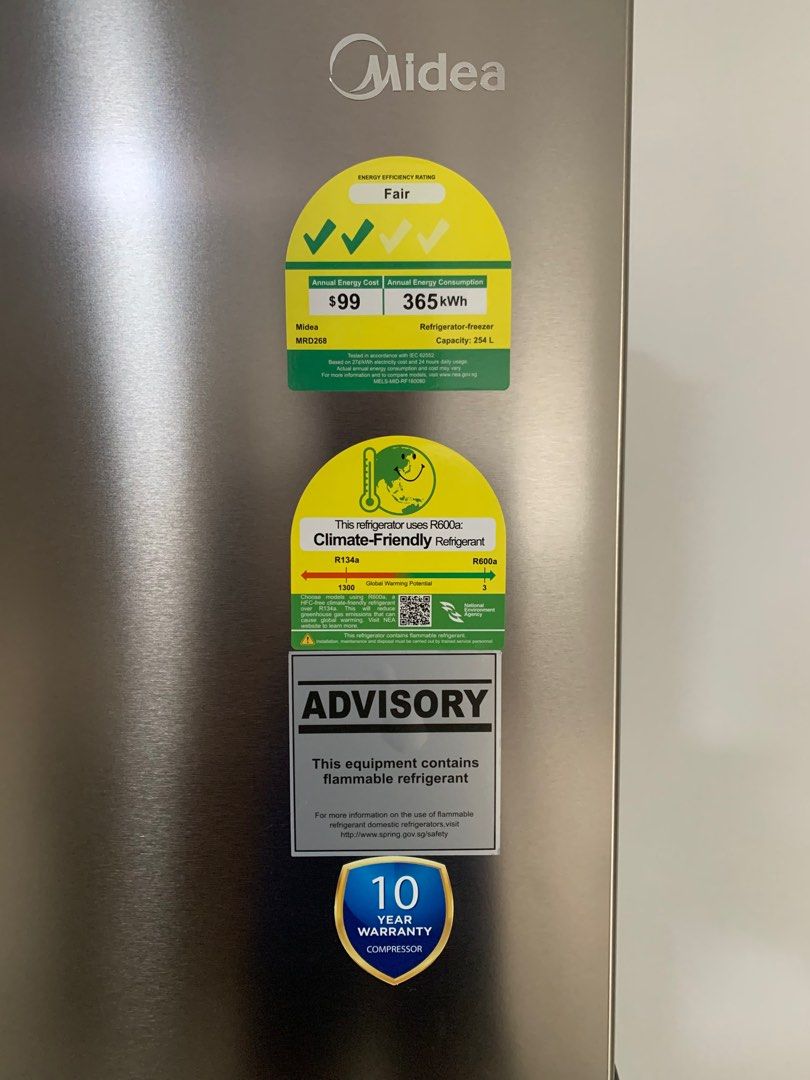 Midea fridge (MRD268) [warranty till 2026], TV & Home Appliances