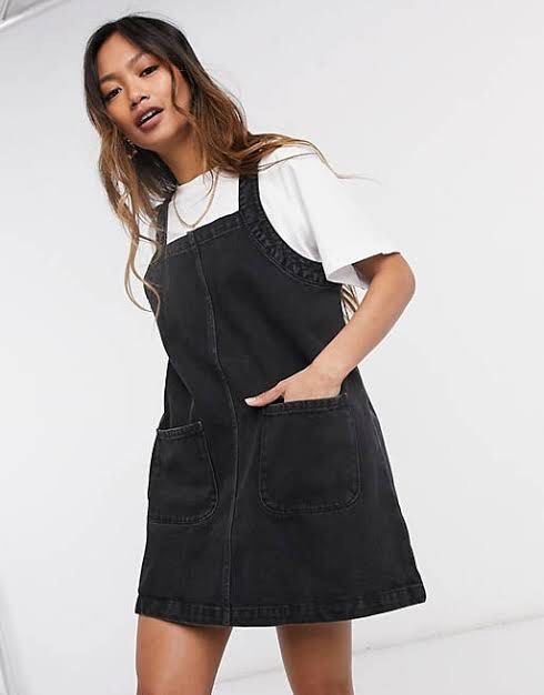 Black jean jumper dress online