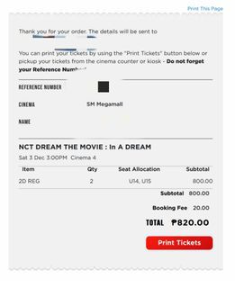 NCT DREAM THE MOVIE: IN A DREAM (2 TICKETS for P500!!)
