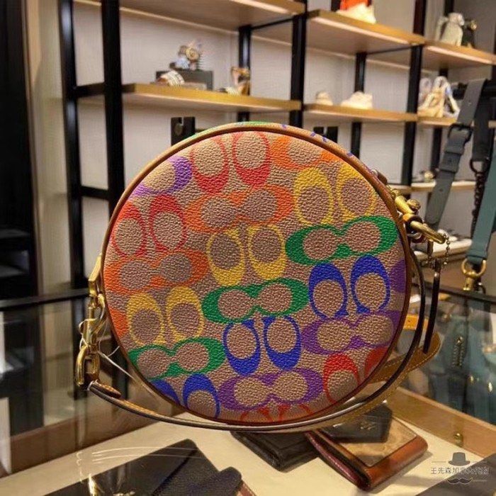 New Coach Original 708 Circle Crossbody in Rainbow Signature