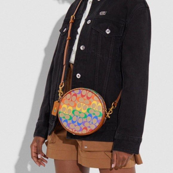 Coach circle crossbody in rainbow signature searchpean canvas
