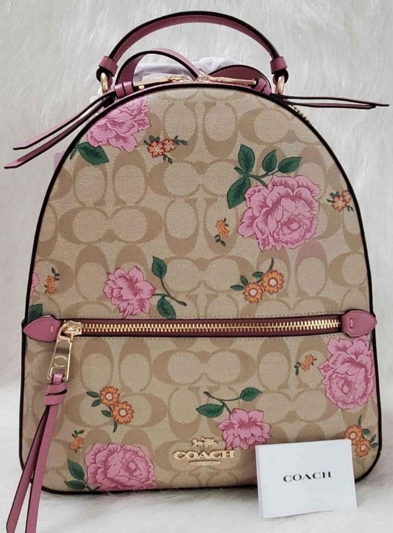 Jordyn backpack in signature canvas with prairie rose print shop