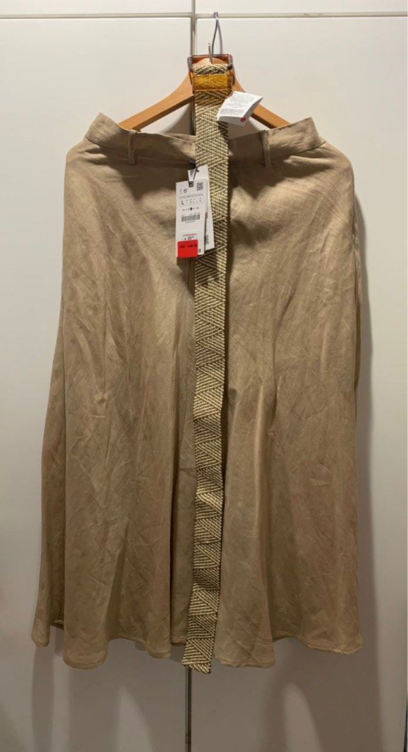 Belted linen skirt sales zara