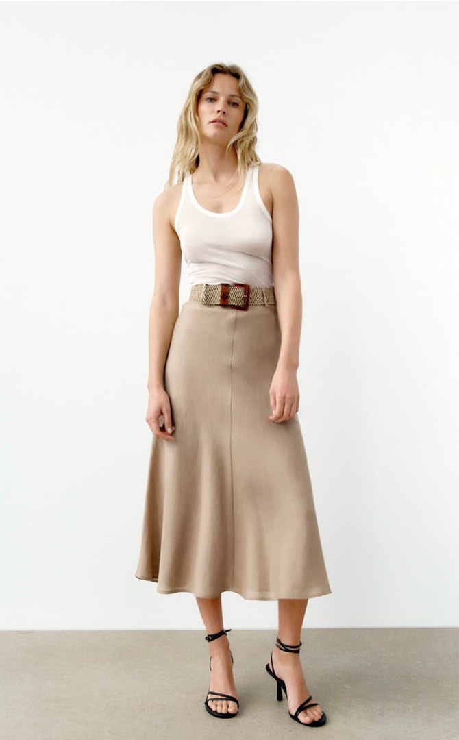 Belted linen skirt zara clearance