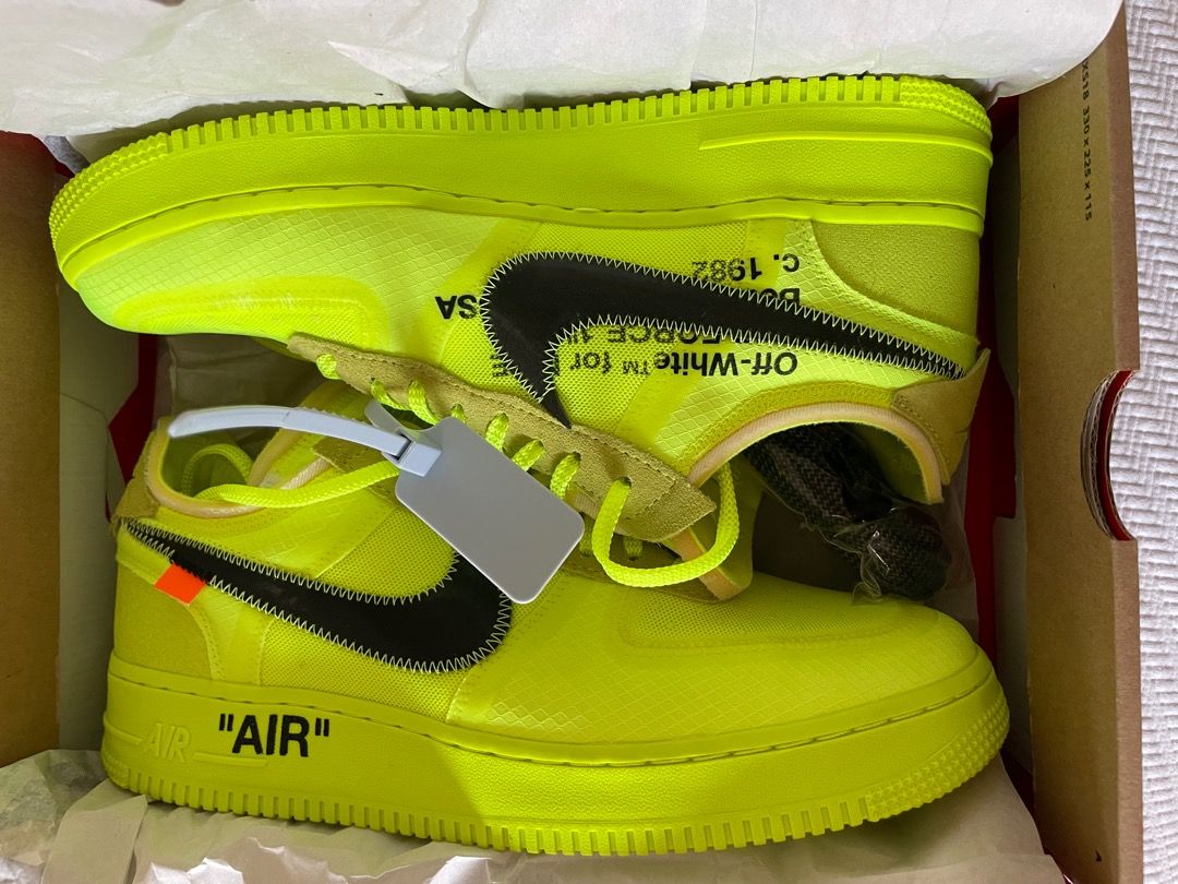 Nike X Off White Air Force 1 Volt UK10 Luxury Sneakers