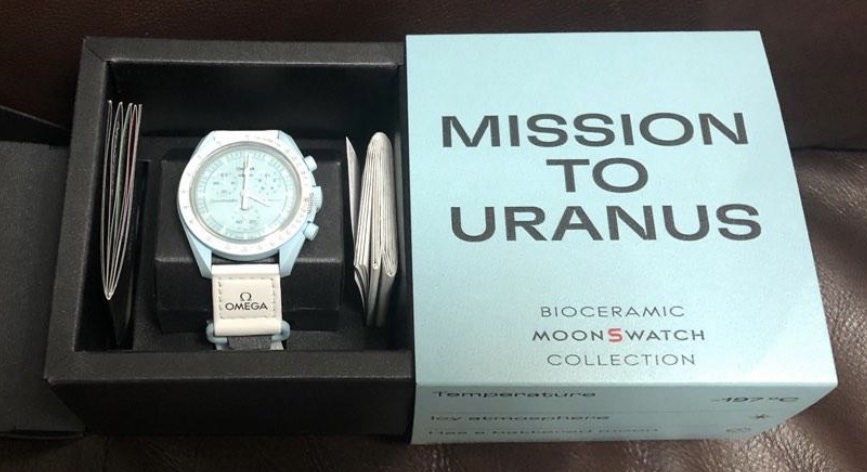Omega x Swatch mission to uranus 天王星粉藍, 女裝, 手錶及配件