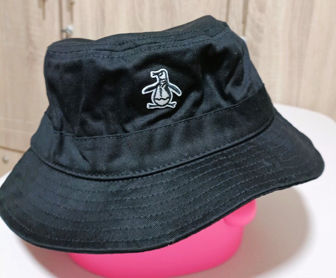 ORIGINAL PENGUIN Black Brushed Cotton Twill Bucket Hat W/ Logo NEW With  Tags