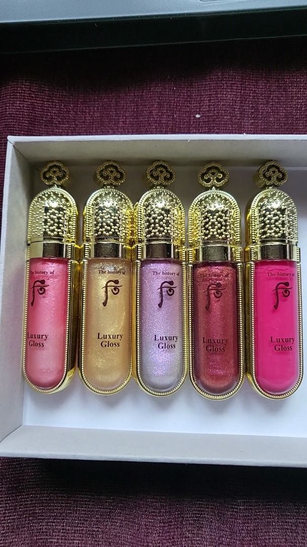 Original THE HISTORY OF WHOO LUXURY LIP GLOSS comes in 5 set, Beauty