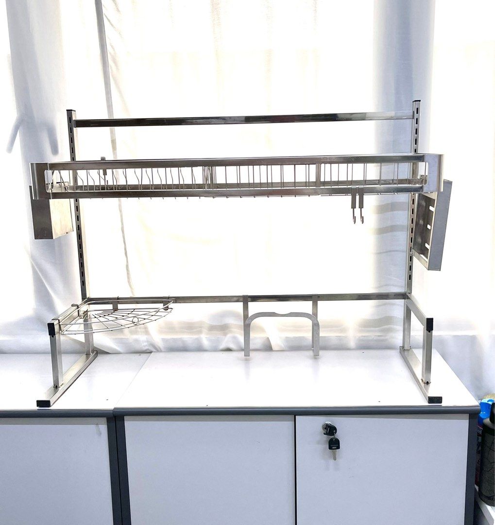 Over Machine Drying Rack Over Sink Dish Drying Rack, Full Stainless Steel Storage Adjustable ...