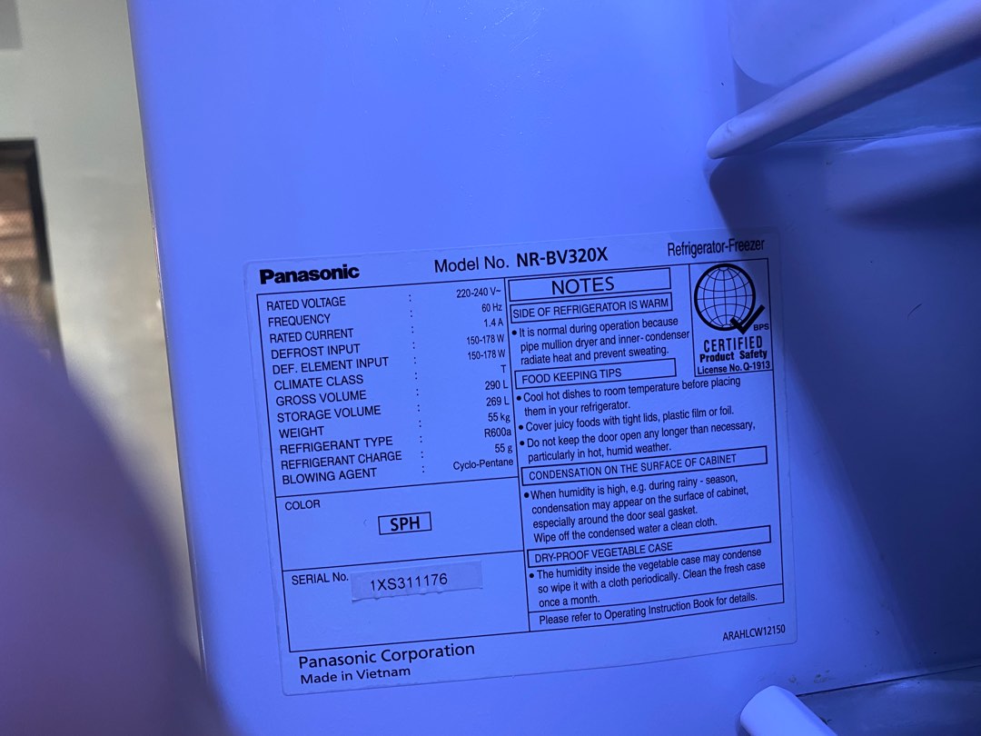 Panasonic Inverter Refrigerator, TV & Home Appliances, Kitchen