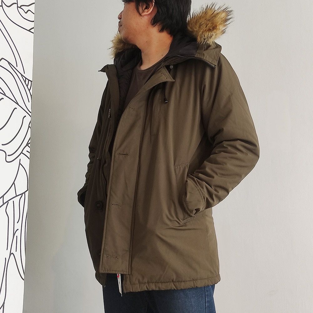 JAKET ZARA BULU WINTER COAT PARKA OUTDOOR HOODIE UNISEX PRIA COWOK