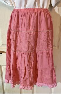 Pink Embroidered Bohemian Skirt