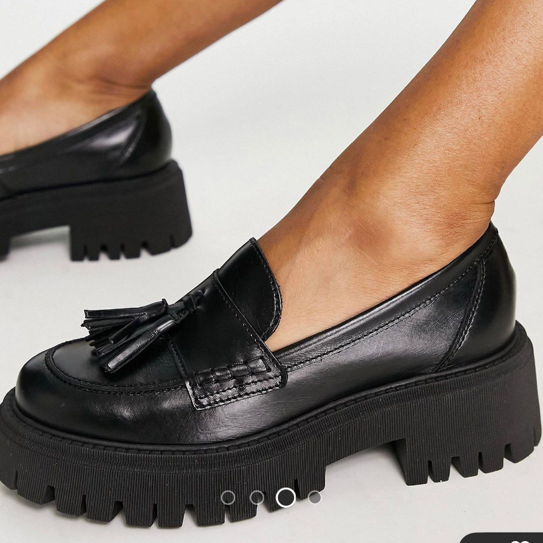 Chunky black discount loafers womens