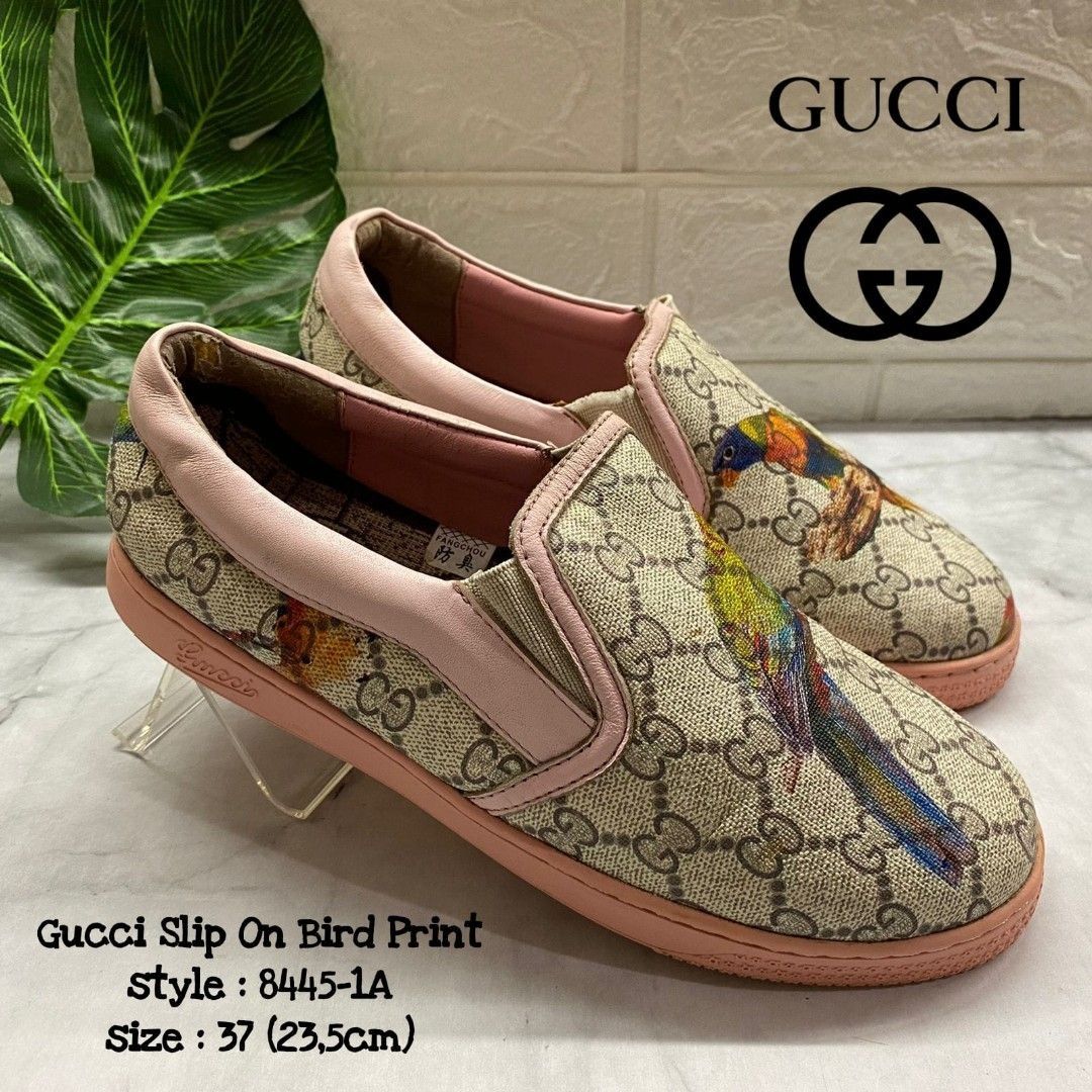 Sepatu Gucci 8445 1 Slip on Bird Print sneakers Size 37 Fesyen