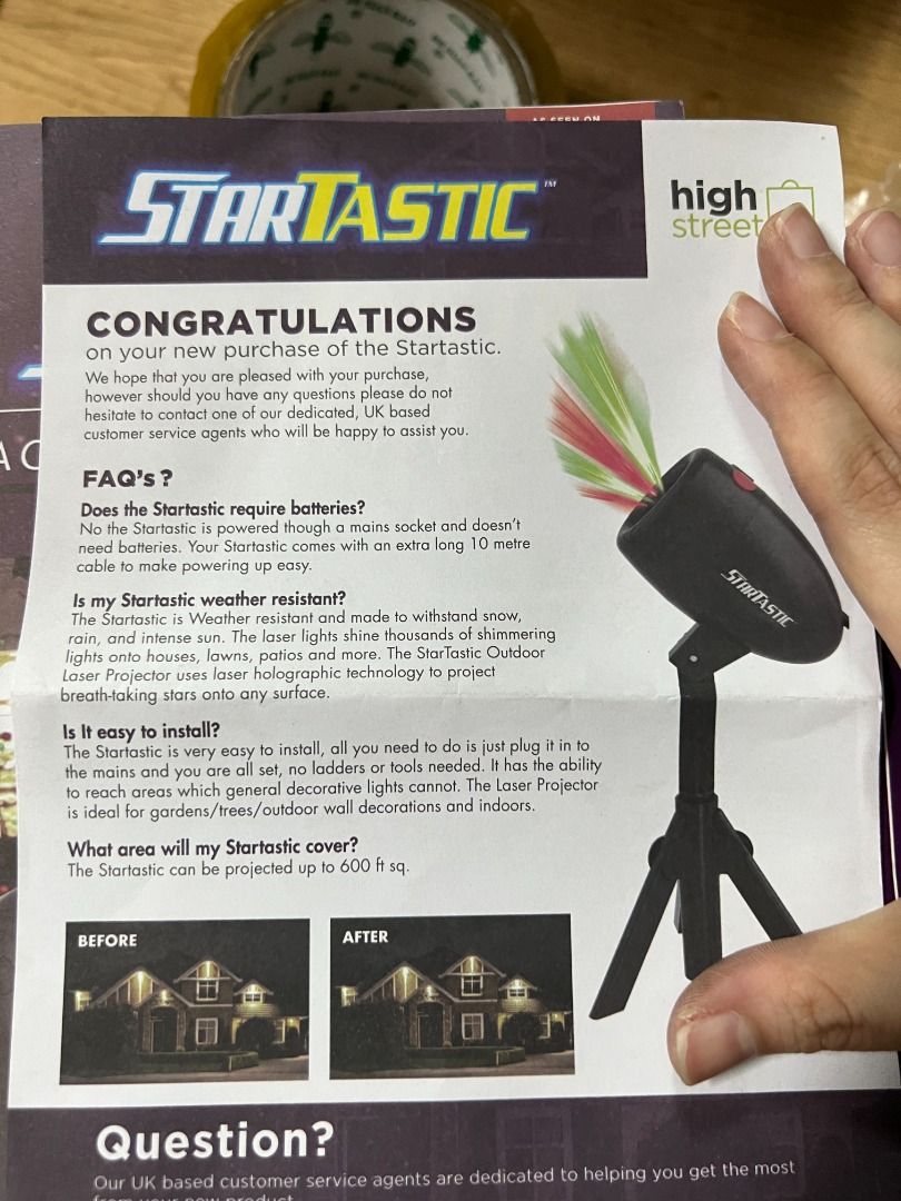 StarTastic Holiday Light Show Action Laser Light Projector As Seen On