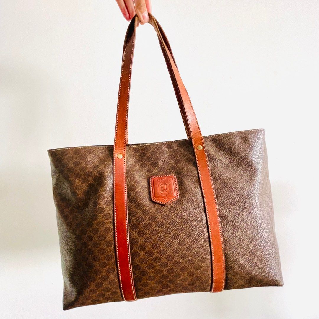 STEAL Celine Triomphe Macadam Monogram Logo Vintage Tote Bag