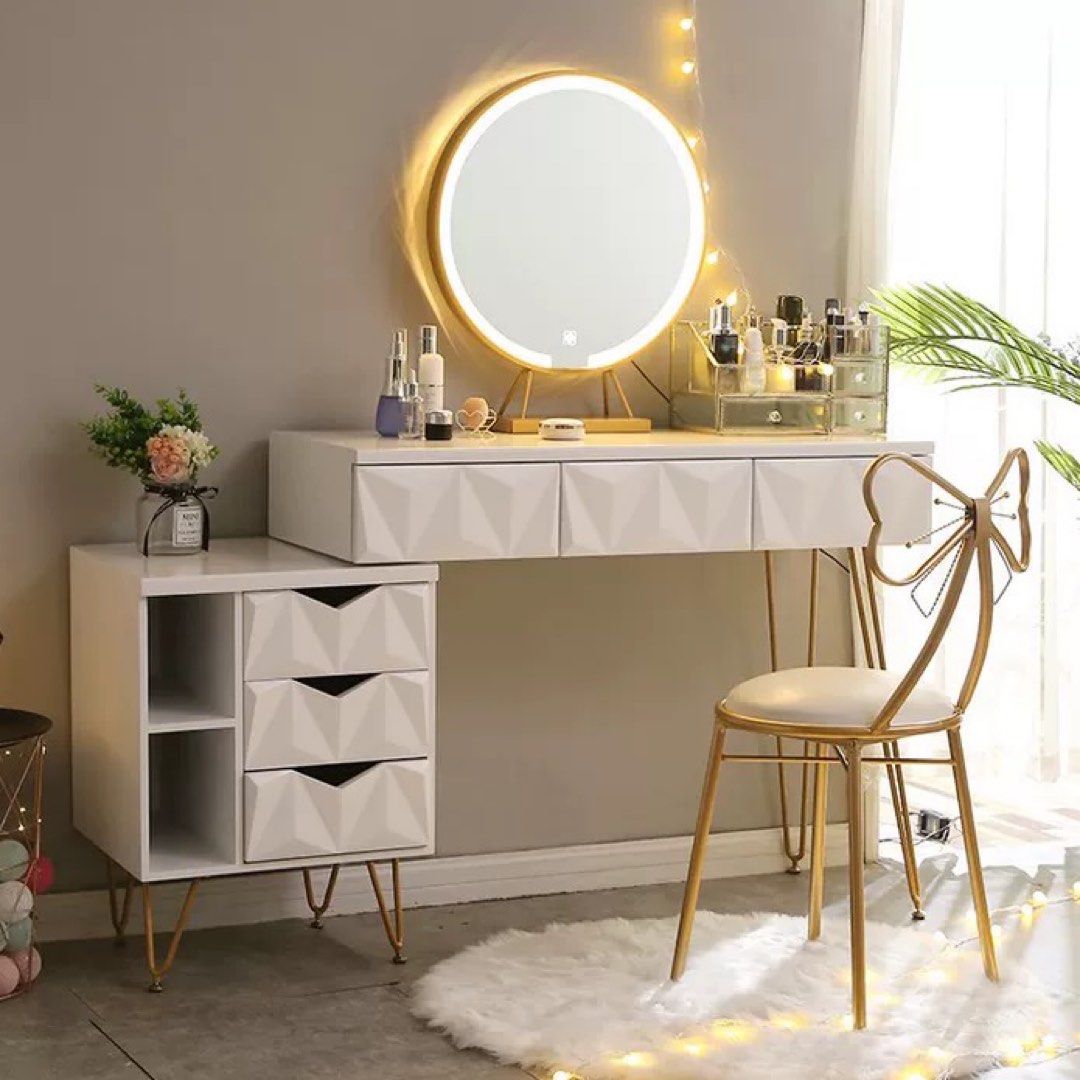 Dresser Table SET Vanity Table Dressing Table Chair LED Mirror