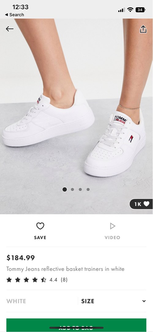 Tommy Jeans reflective basket trainers in white, Women's Fashion
