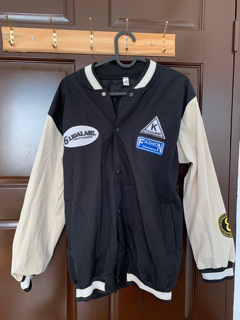 Varsity Jacket black and white, Men's Fashion, Coats, Jackets and