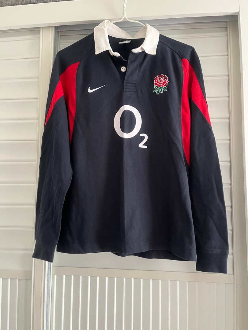 Vintage Nike O2 England Rugby Jersey Polo Rugby Shirt, 女裝, 上衣, Tshirt