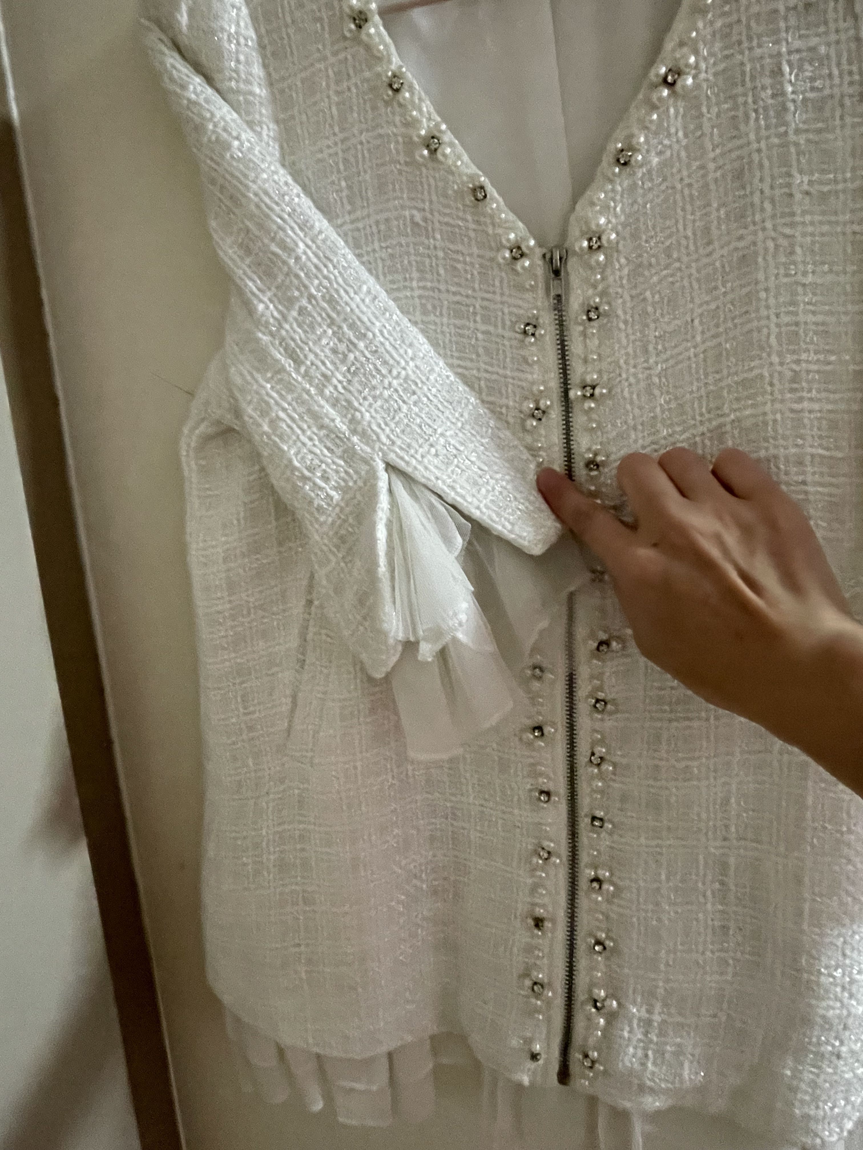 White outlet beaded jacket