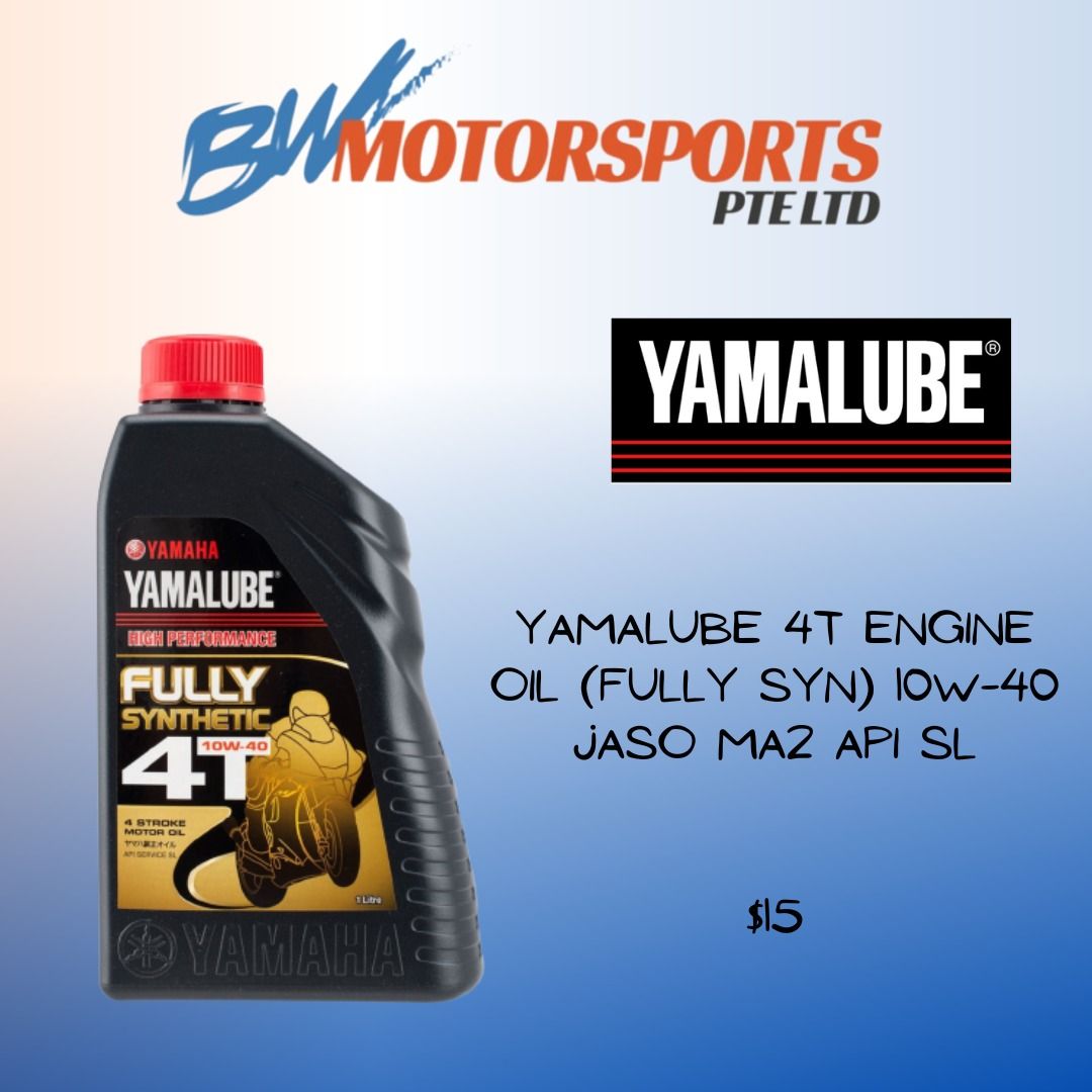 YAMALUBE 4T ENGINE OIL (FULLY SYN) 10W-40 JASO MA2 API SL, Motorcycles ...
