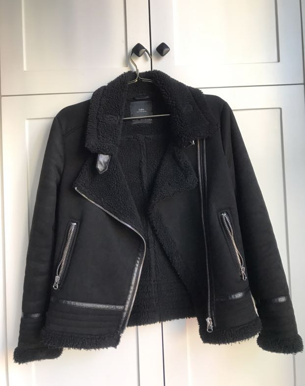 Zara contrasting faux deals suede jacket