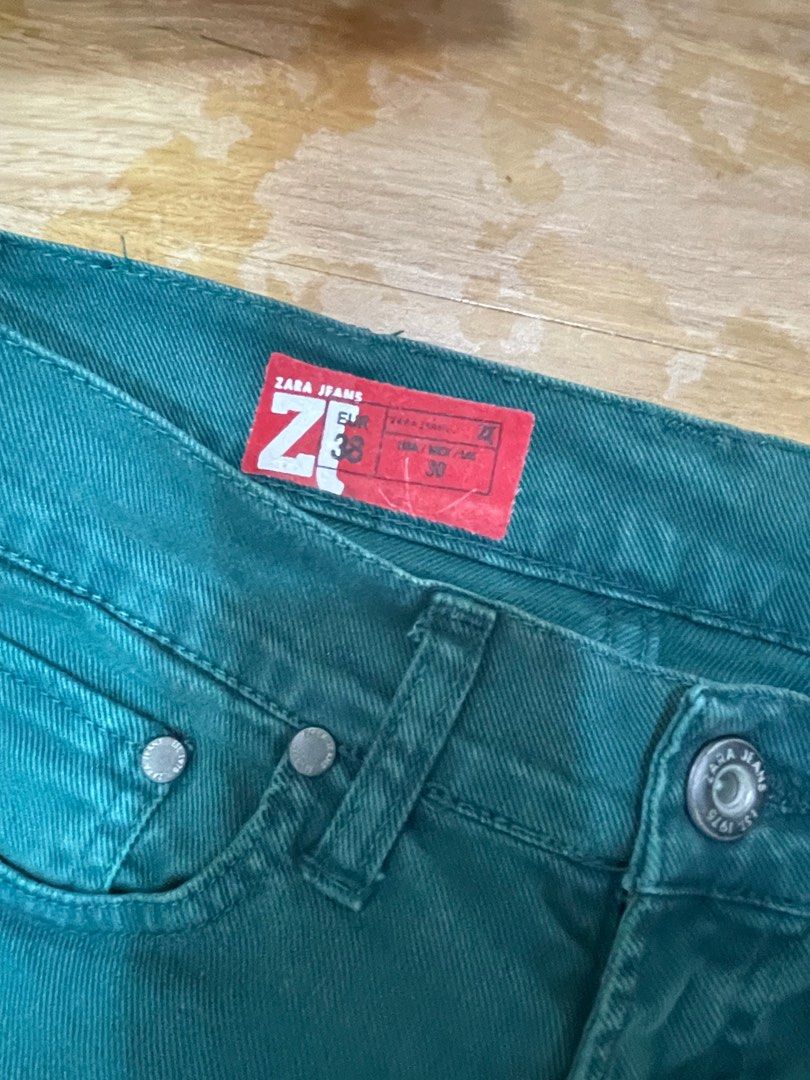 Zara Man green jeans, Men's Fashion, Bottoms, Jeans on Carousell