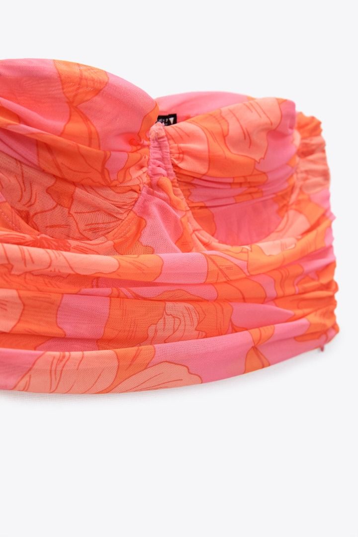 ZARA Tulle Corset Top - Pink/Orange, Women's Fashion, Tops, Other Tops on  Carousell