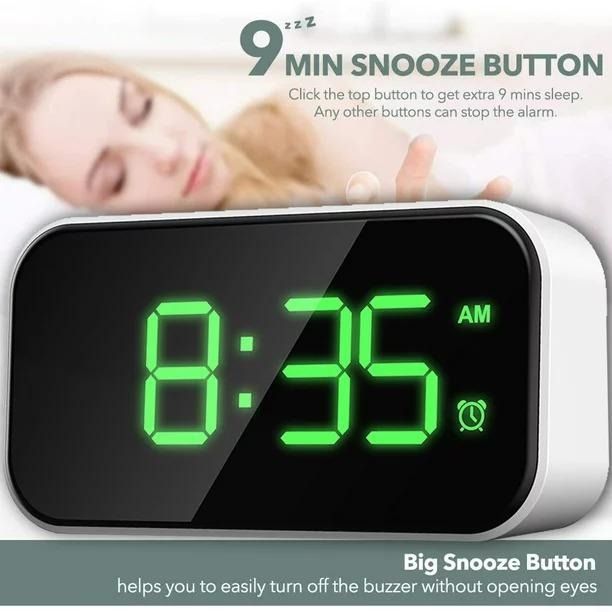 [2537] 12/24H Alarm Clock for Bedroom Digital Alarm Clock, 5Inch LED